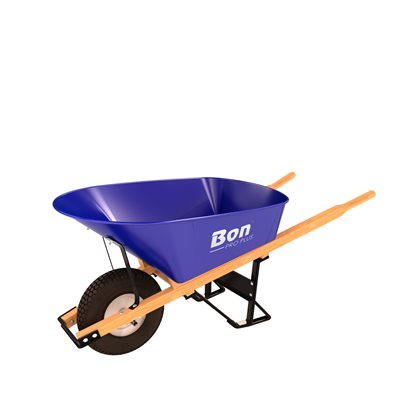 STEEL TRAY WHEEL BARROW 6 CU FT SINGLE KNOBBY TIRE WOOD HANDLE